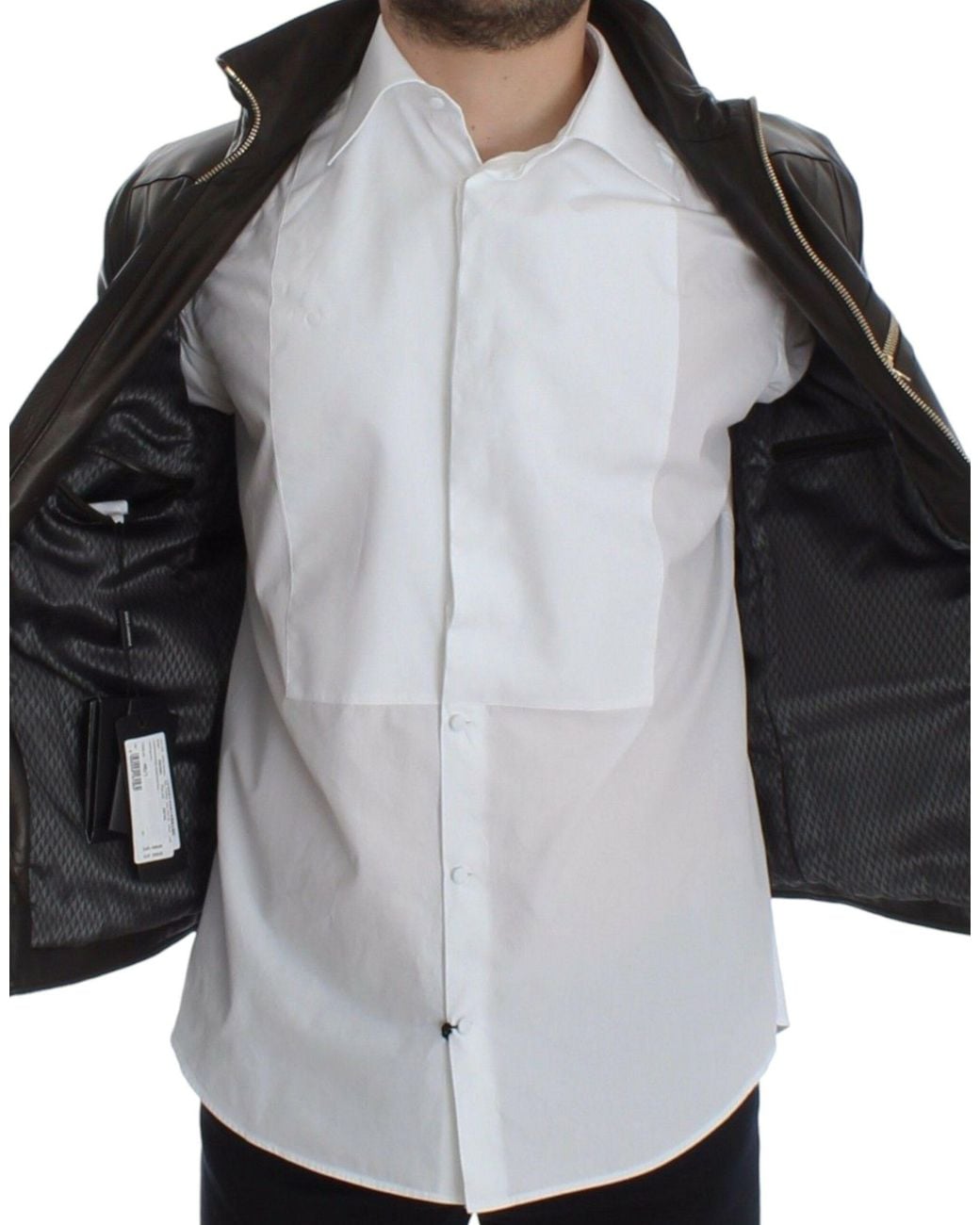 Dolce & Gabbana Black Lambskin Leather Zipper Jacket for men