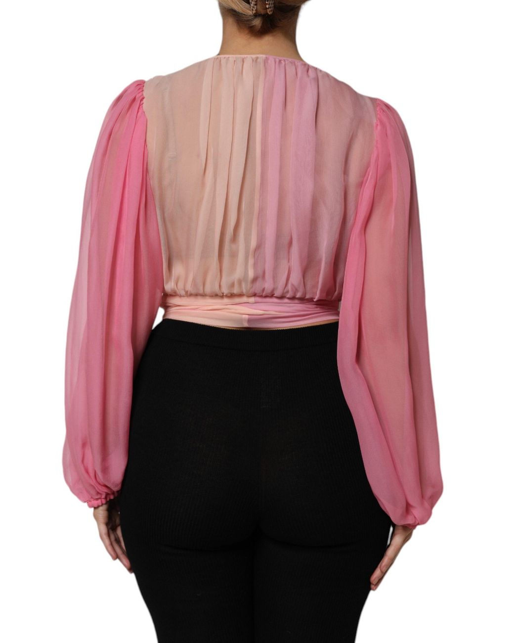 Dolce & Gabbana Red Silk Chiffon Blouse Ombre