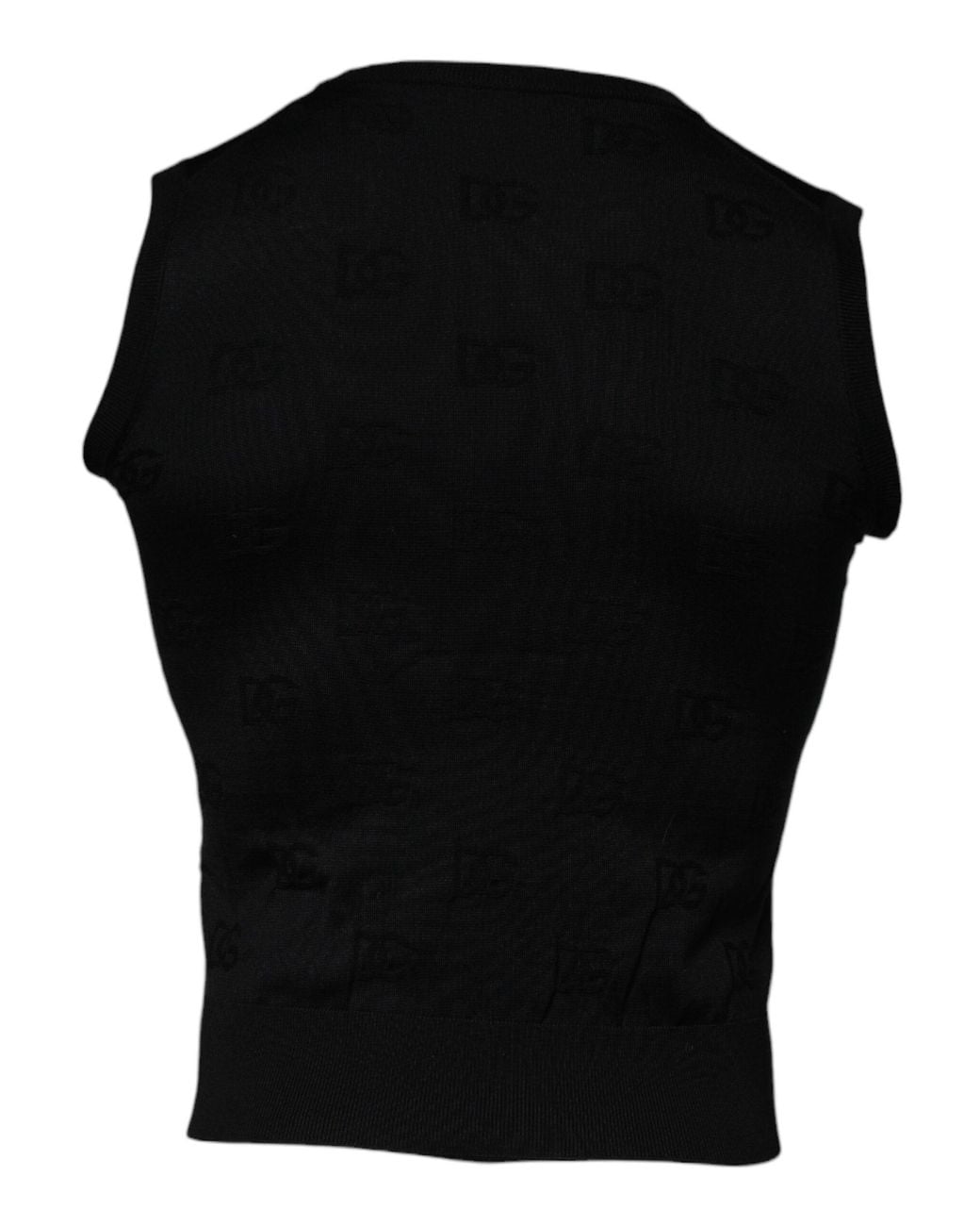 Dolce & Gabbana Black Silk Round Neck Sleeveless T-Shirt for men