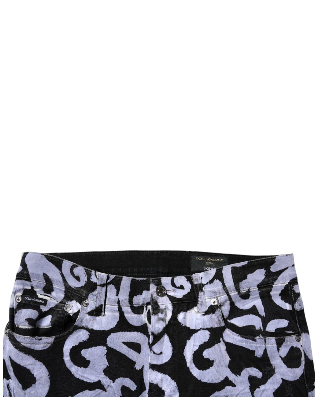 Dolce & Gabbana Black Skinny Graffiti Print Jeans for men