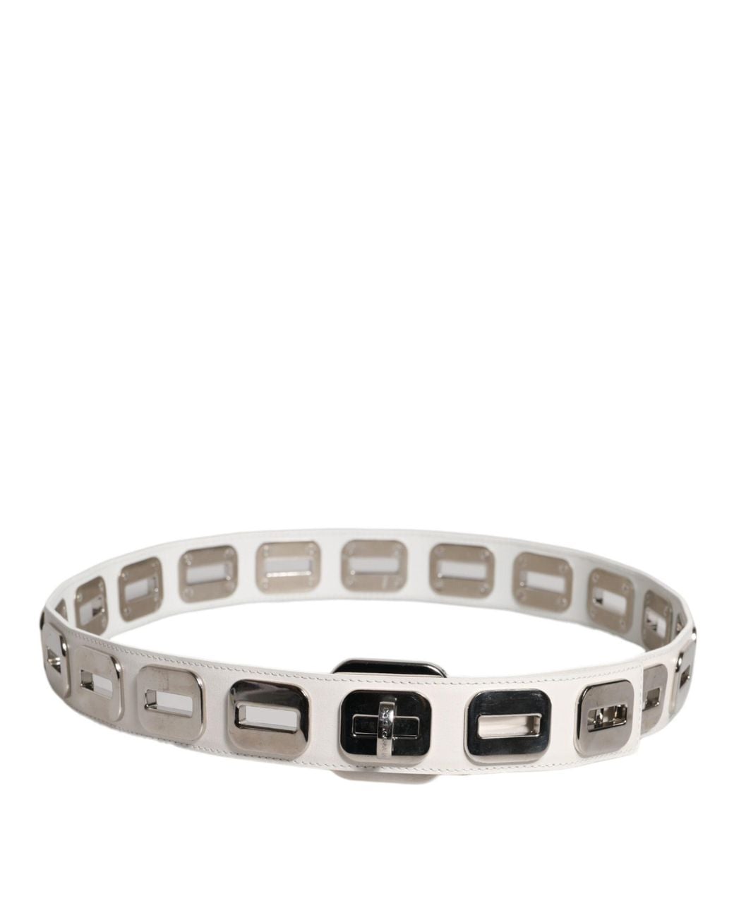 Dolce & Gabbana Metallic Leather Tone Rotating Buckle Belt