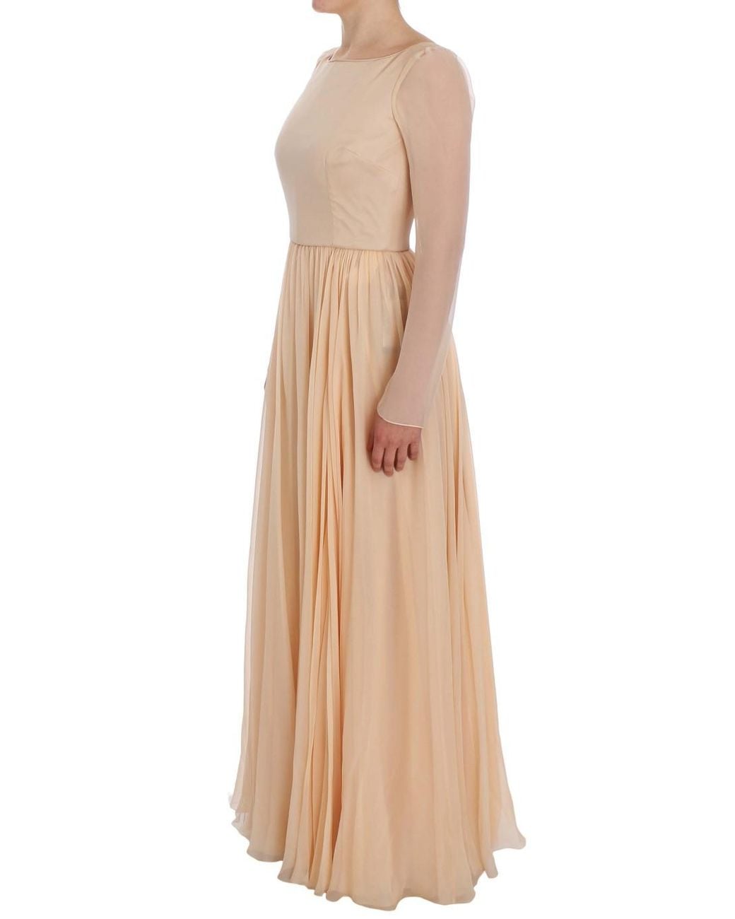 Dolce & Gabbana Natural Silk Ball Gown Full Length Dress