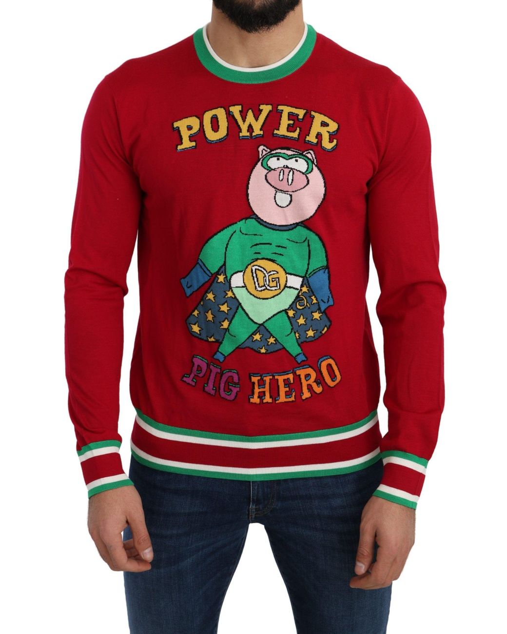 Dolce & Gabbana Dolce Gabbana Red Wool Silk Pig Of The Year Sweater for men
