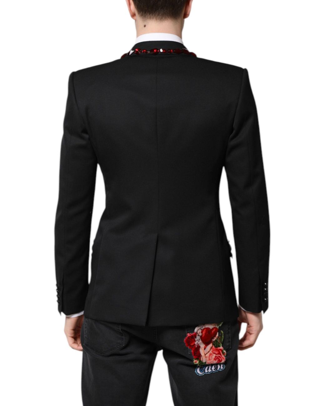 Dolce & Gabbana Black Sicilia Crystalembellished Coat Blazer for men