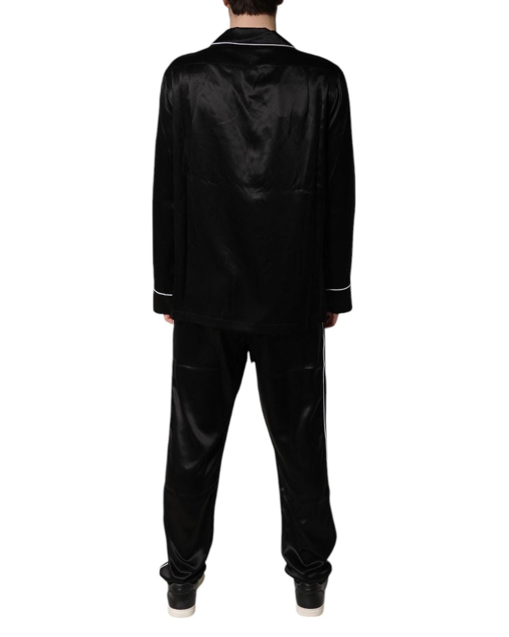 Dolce & Gabbana Black Silk Shirt Pants Pajama Set Sleepwear for men