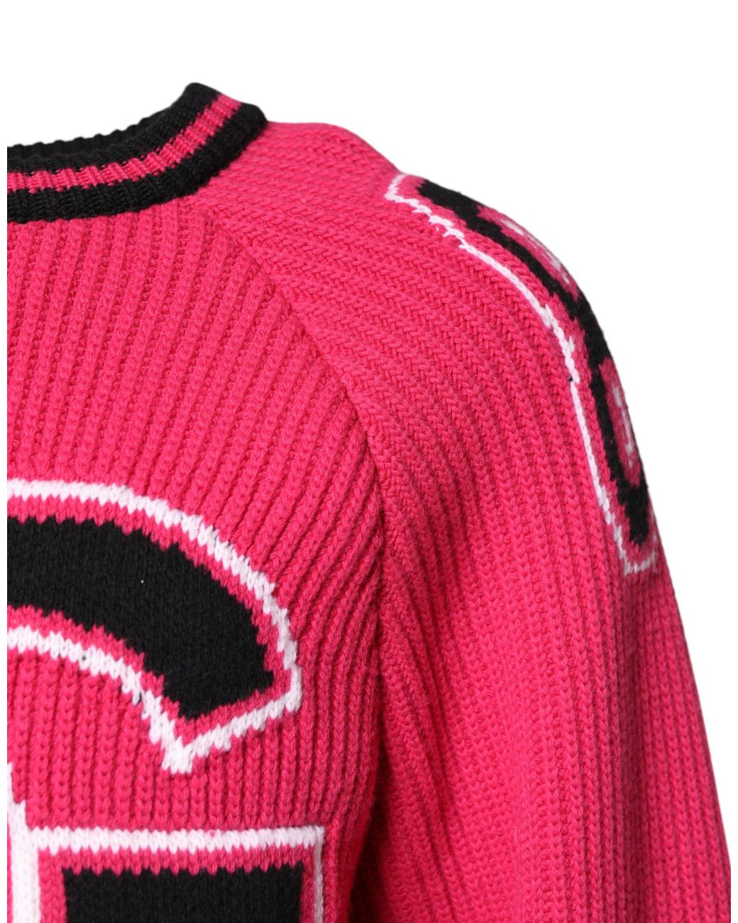 Dolce & Gabbana Pink Ribbed Knit Pullover Sweater for men