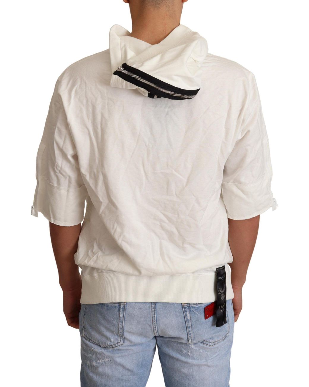 Dolce & Gabbana Natural Exquisite Off- Cotton Hooded Sweater for men