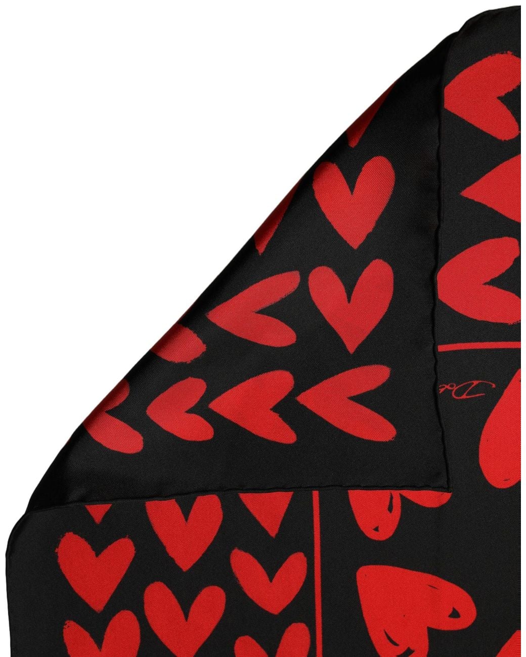 Dolce & Gabbana Red Silk Hearts Square Foulard Scarf