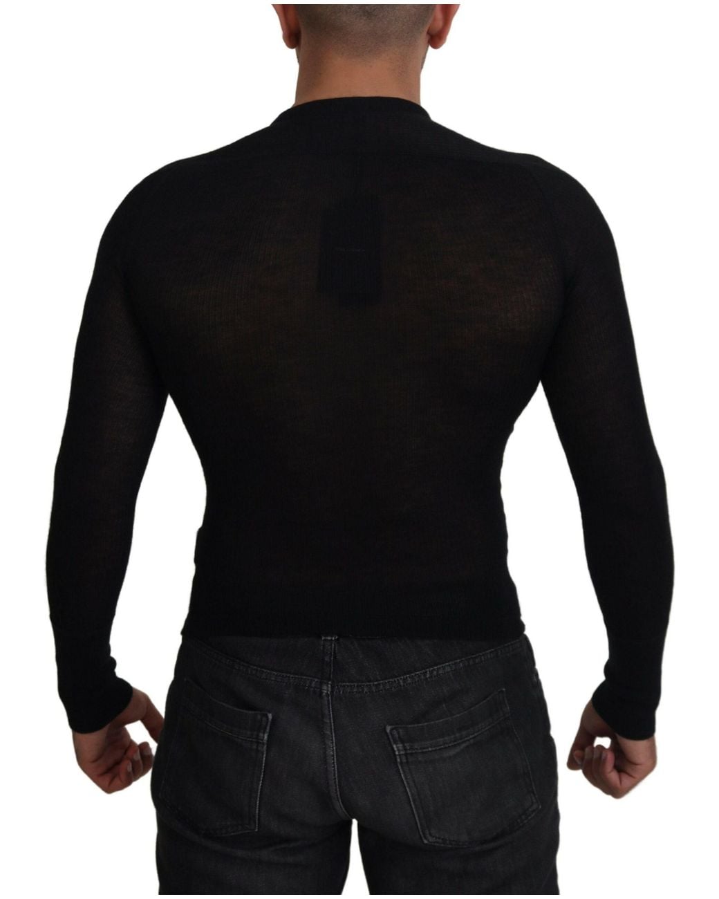 Dolce & Gabbana Black Cashmere Button Pullover Sweater for men