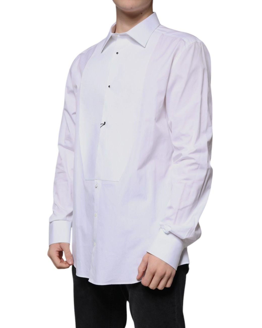 Dolce & Gabbana Blue Bib Cotton Poplin Formal Shirt for men