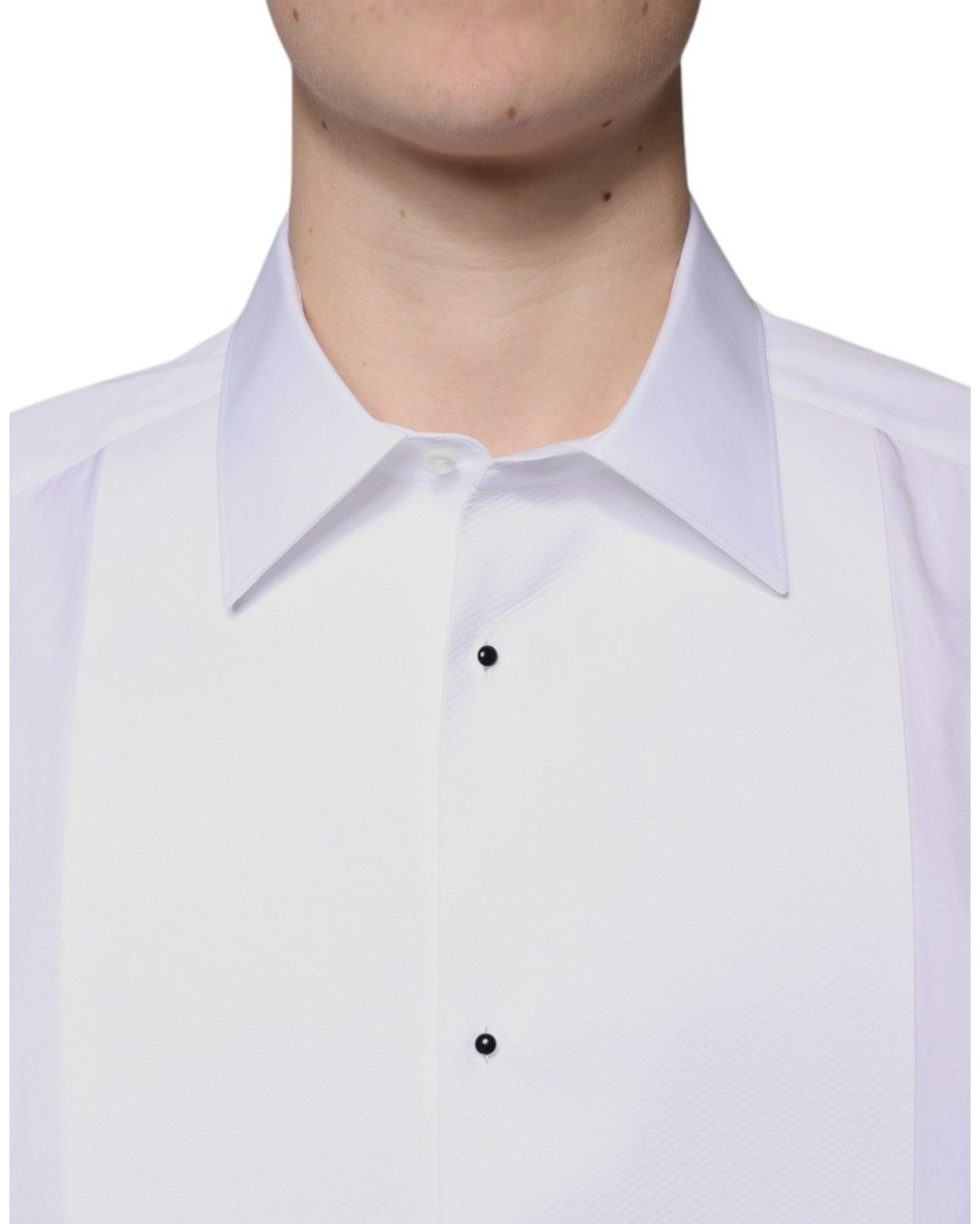 Dolce & Gabbana Blue Bib Cotton Poplin Formal Shirt for men