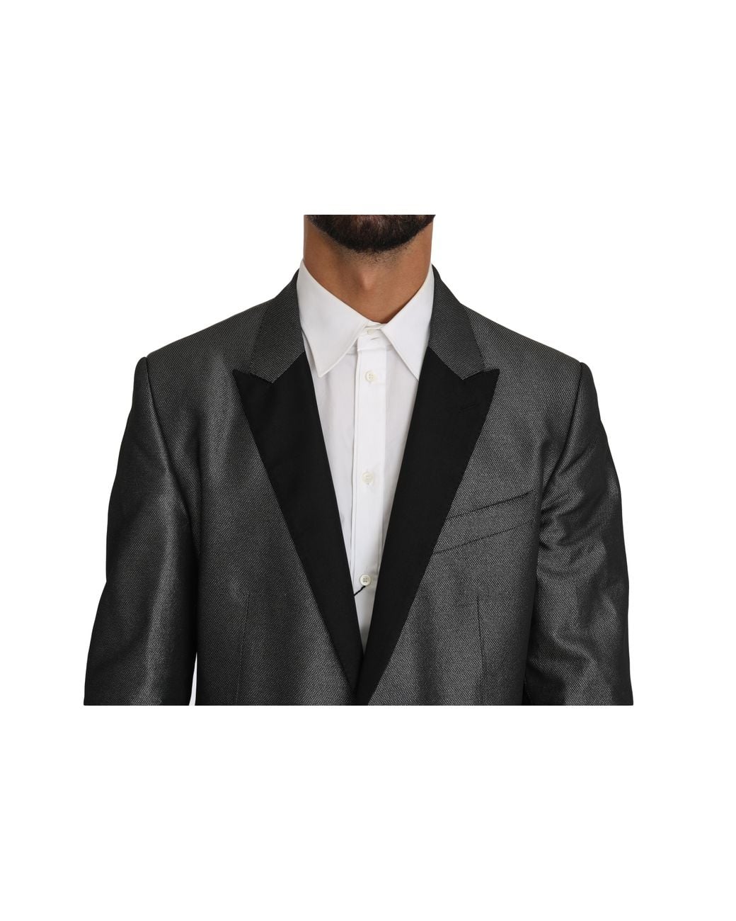 Dolce & Gabbana Black Grey Patterned Martini Piece Suit for men