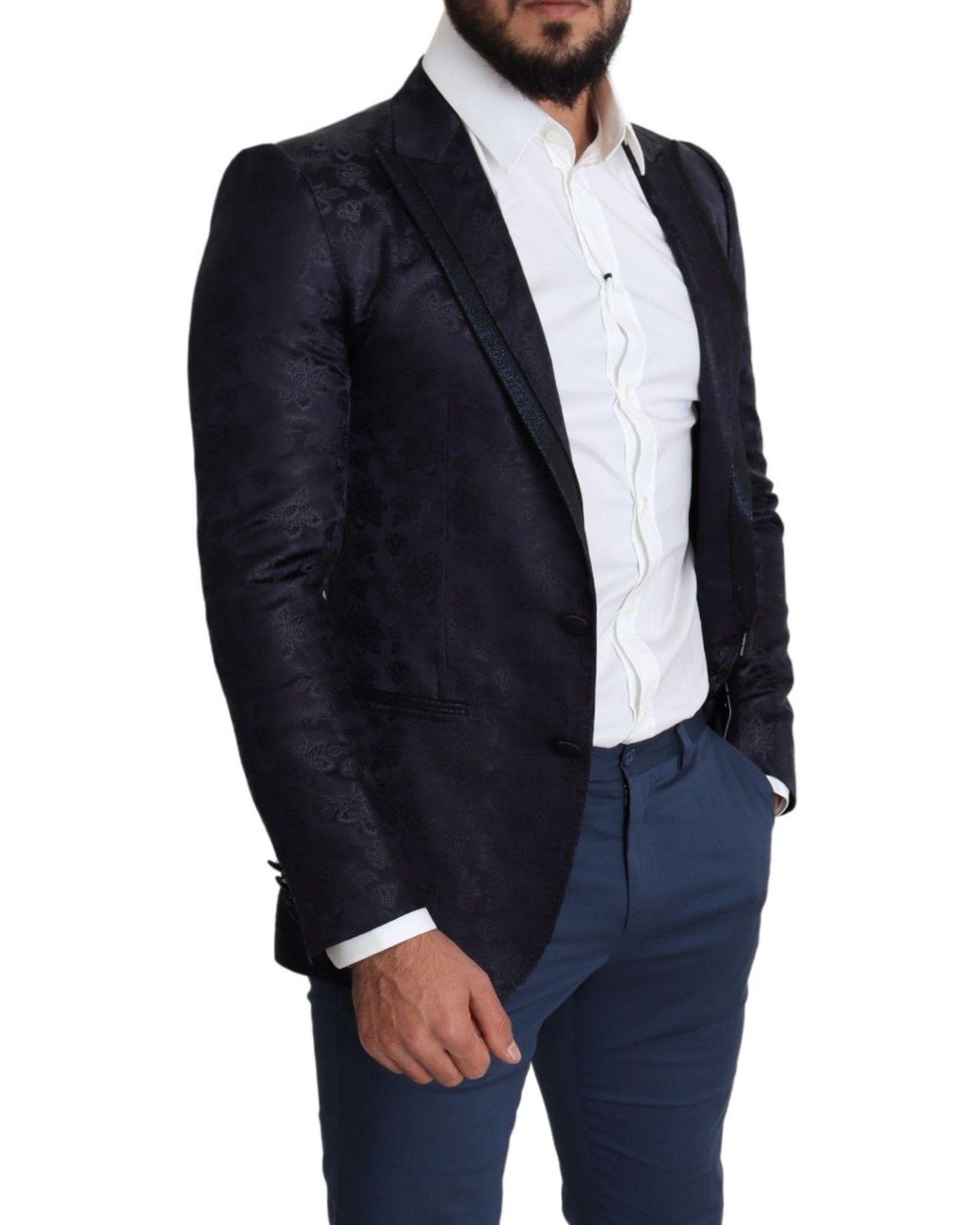 Dolce & Gabbana Blue Elegant Silk Blend Martini Blazer for men
