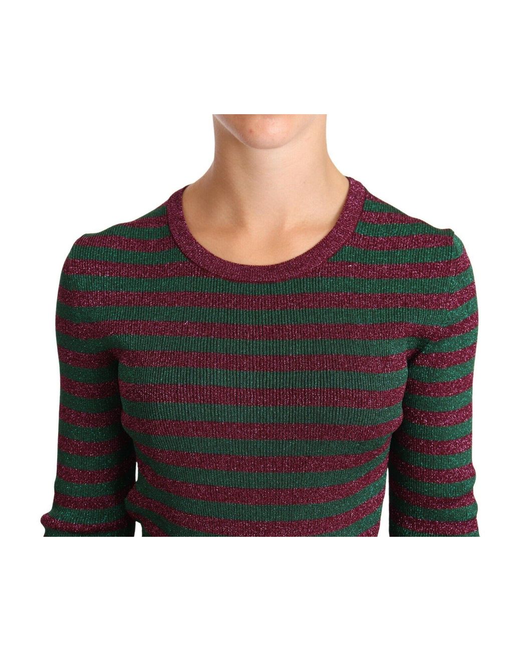 Dolce & Gabbana Blue Striped Crew Neck Pullover Sweater Viscose Clothing