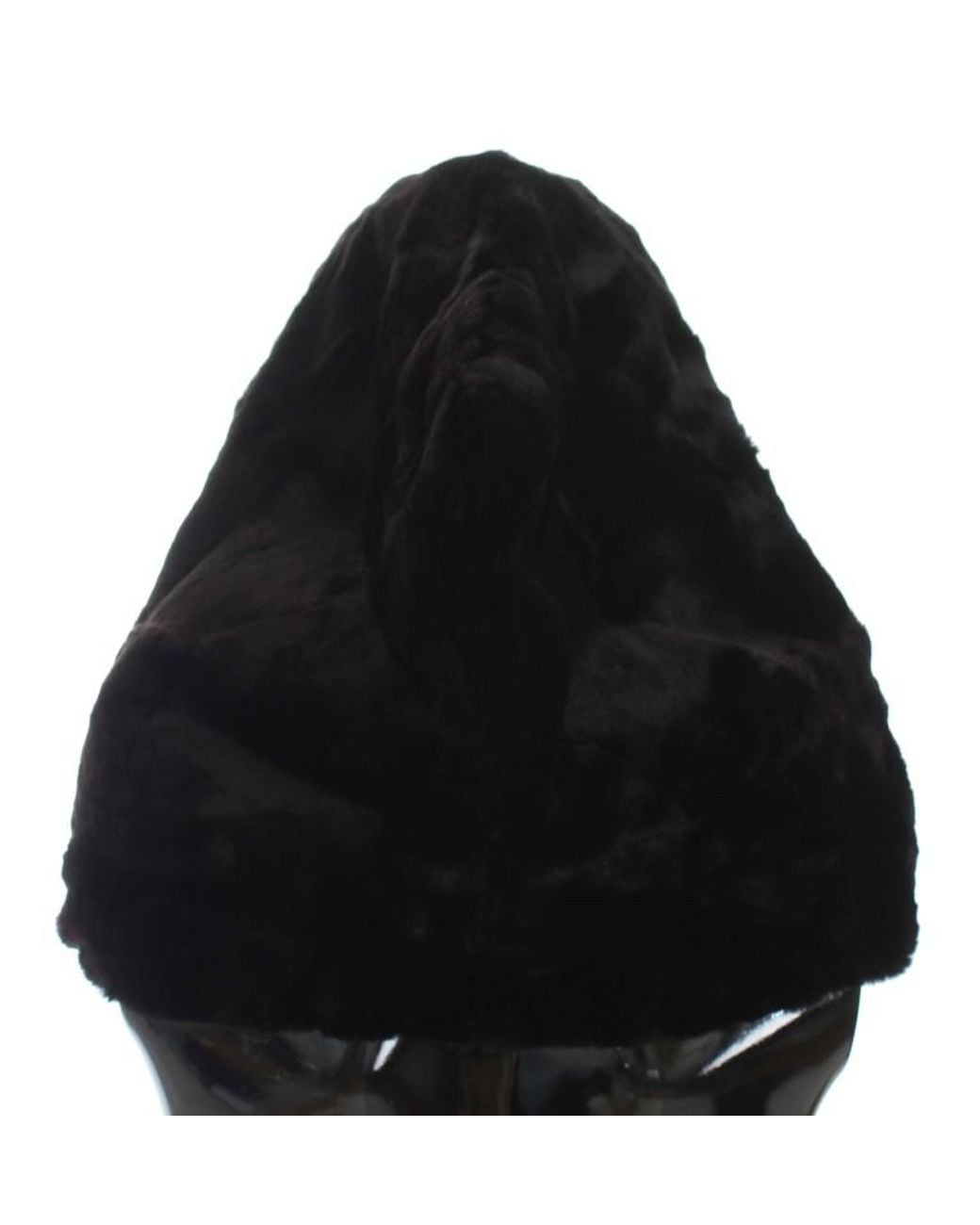 Dolce & Gabbana Black Weasel Fur Crochet Hood Scarf Hat