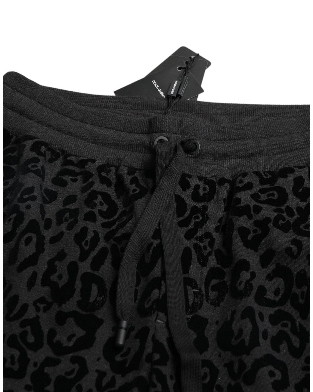 Dolce & Gabbana Black Leopard Cotton Slim Fit Jogger Pants for men