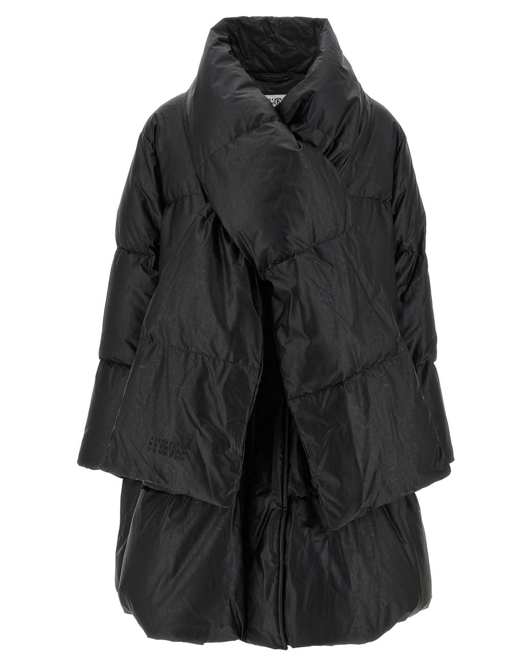 MM6 by Maison Margiela Black Scarf Down Jacket Viscose Jacket, Parka, Casual