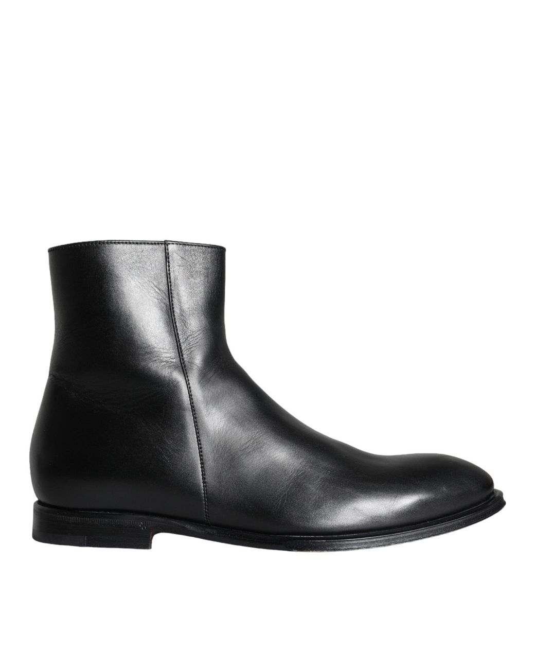 Dolce & Gabbana Black Calf Leather Ankle Boots Shoes for men