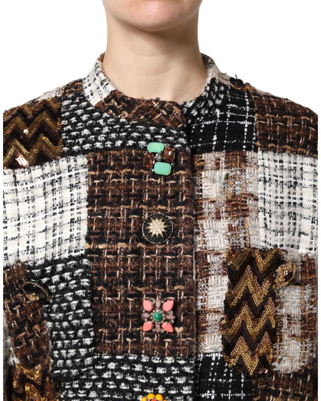 Dolce & Gabbana Black Patchwork Button Down Jacket