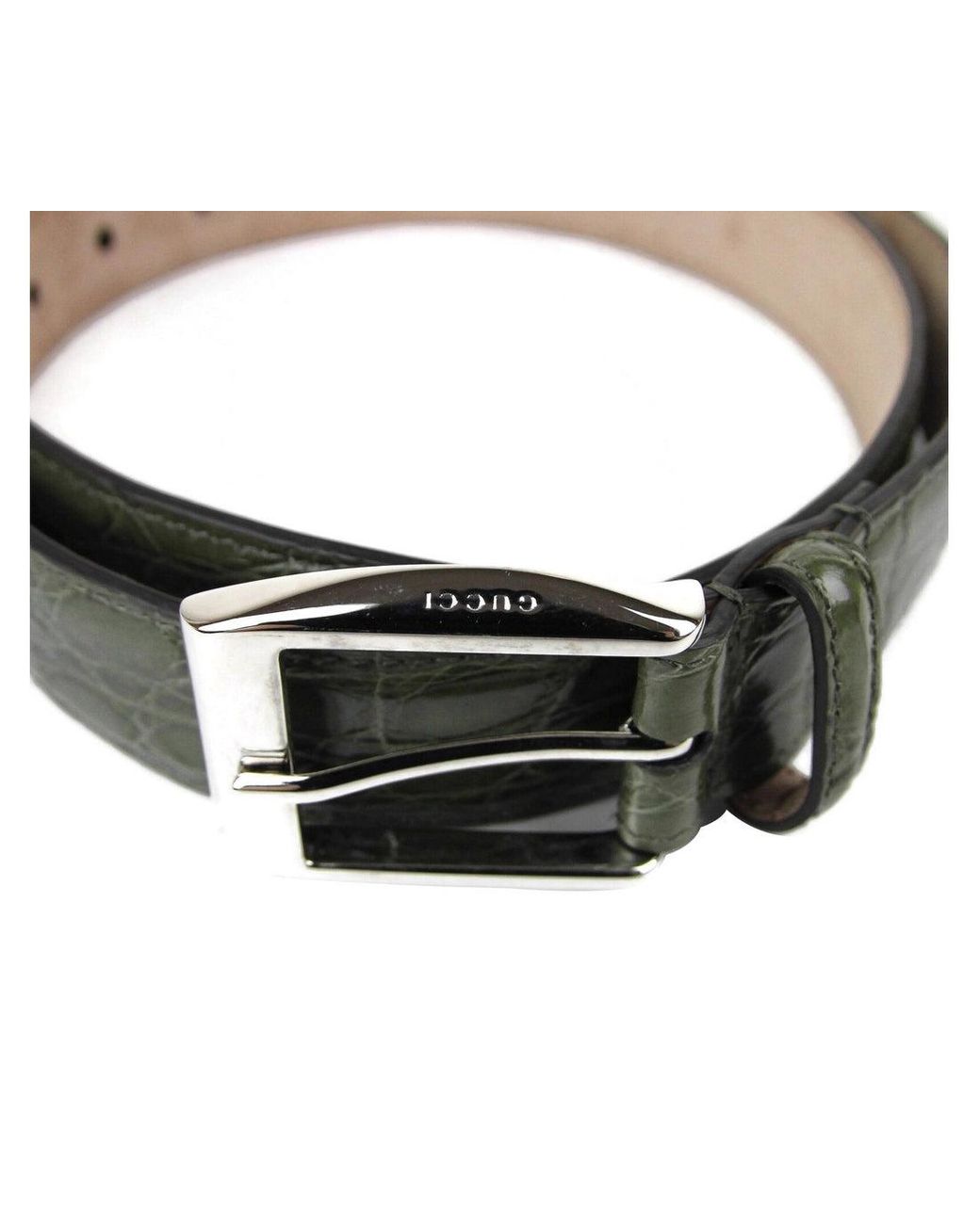 Gucci Crocodile Classic Square Buckle 