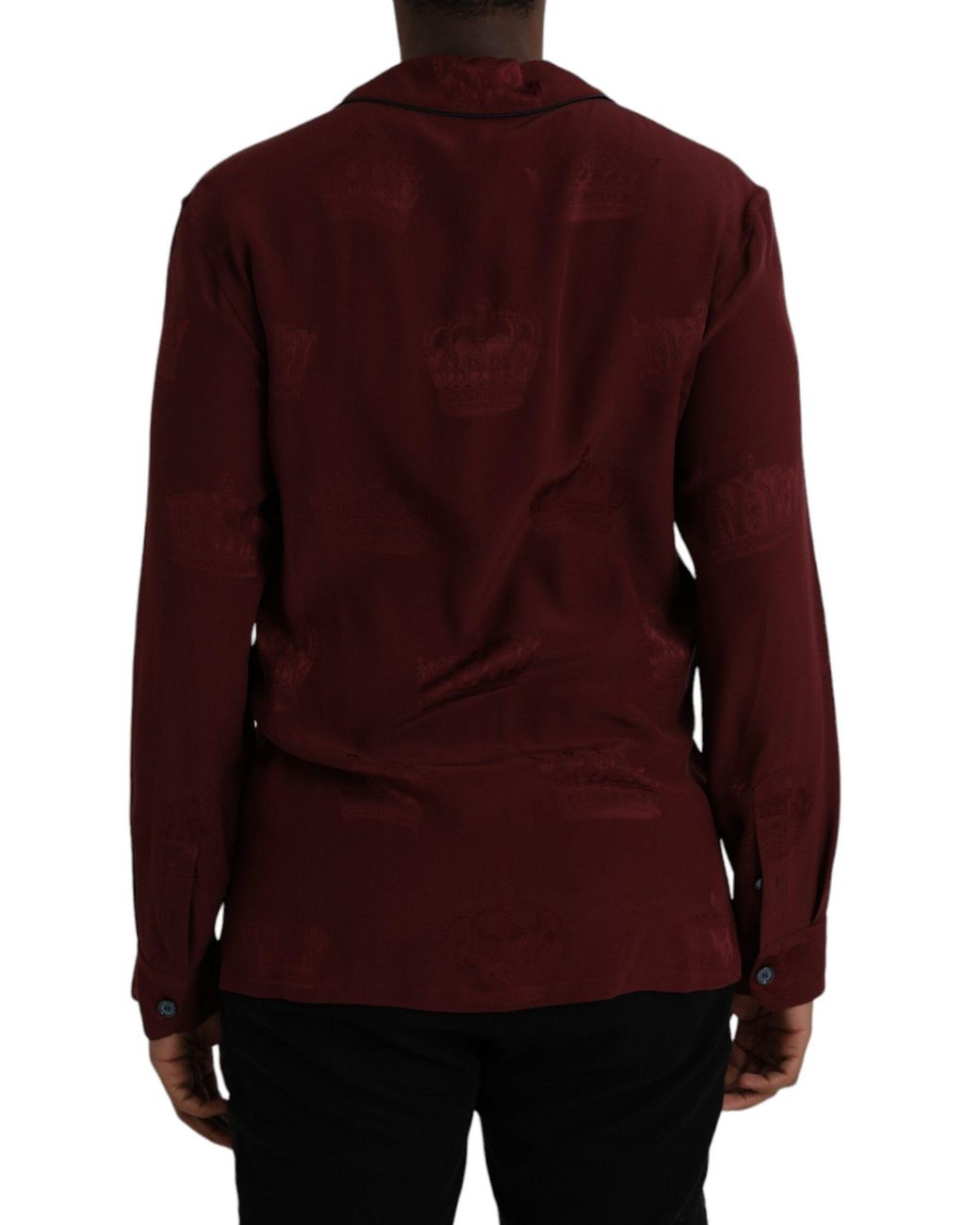 Dolce & Gabbana Purple Crown Jacquard Silk Long Sleeve Shirt for men