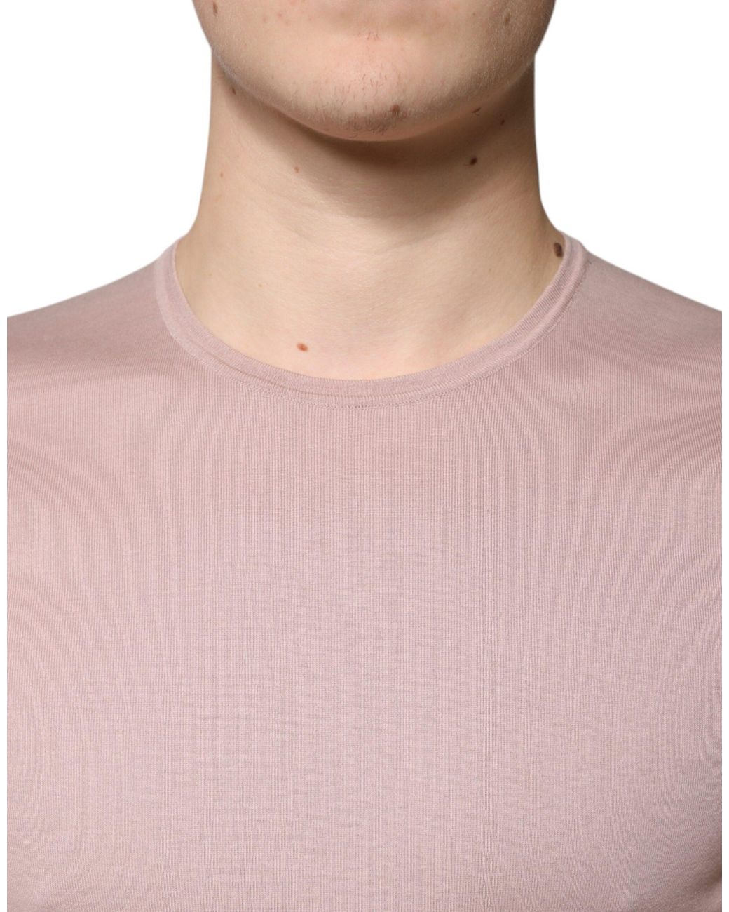Dolce & Gabbana Pink Ribbed Crew Neck Tshirt Tsh87337 for men