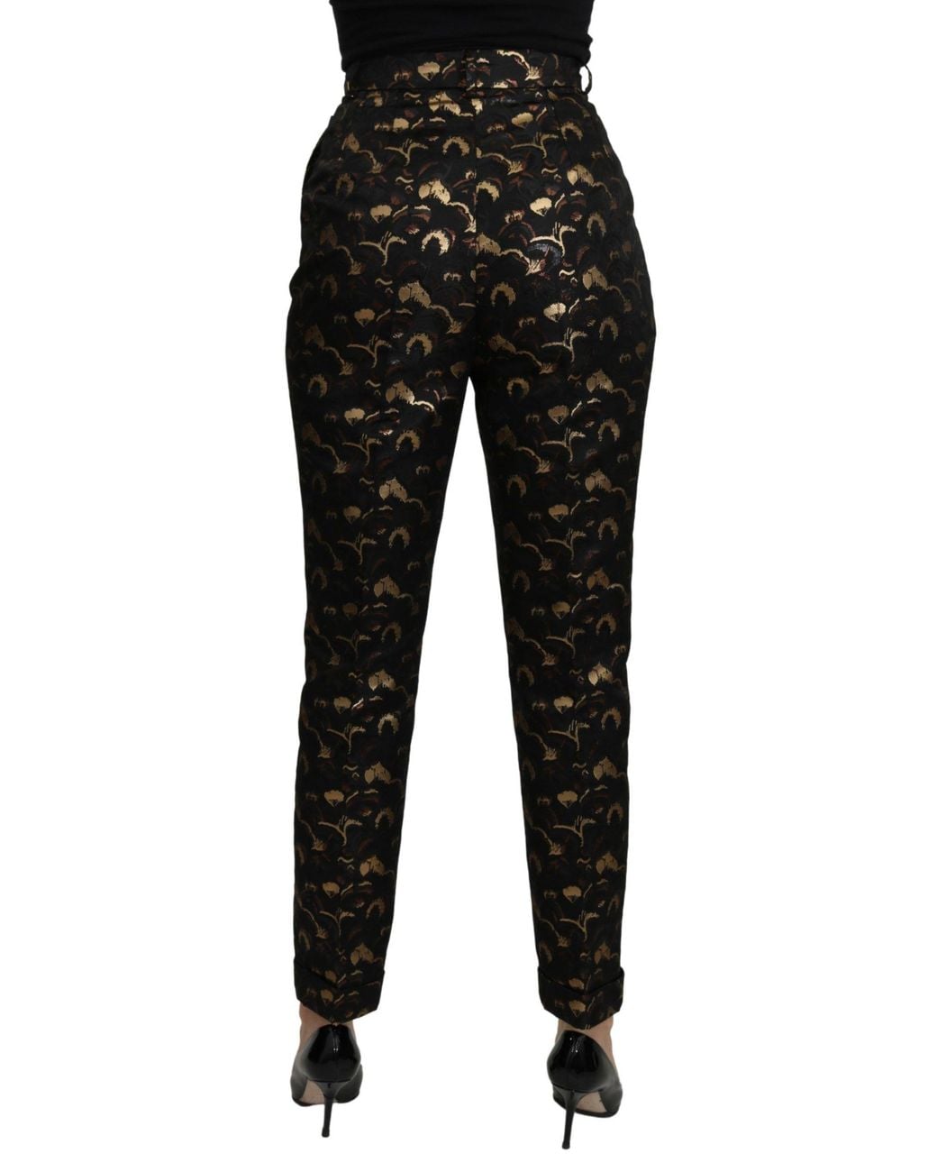 Dolce & Gabbana Black Gold Brocade High Waist Pants