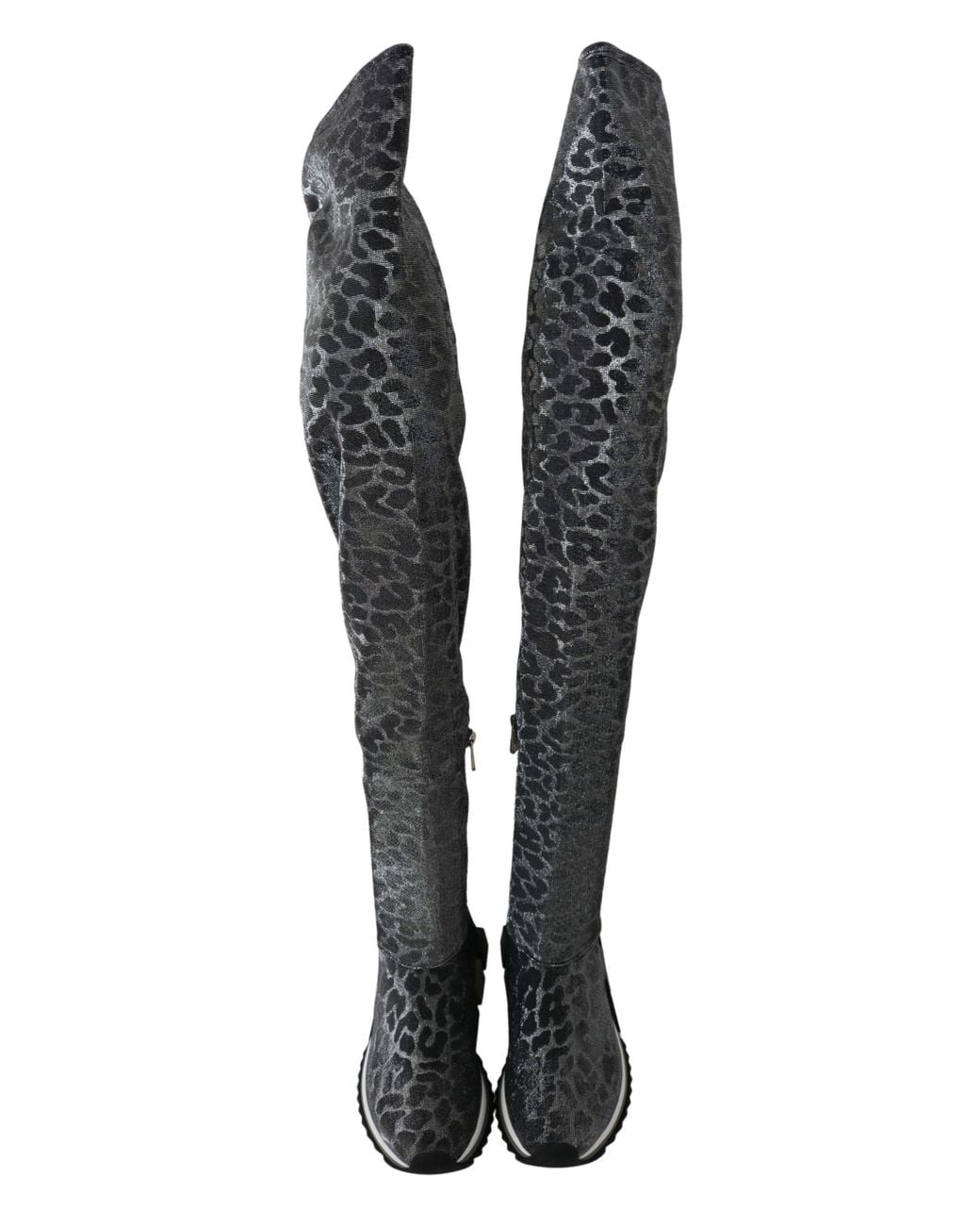 Dolce & Gabbana Black Leopard High Top Sneakers Booties Shoes Nylon Polystyrene Spandex