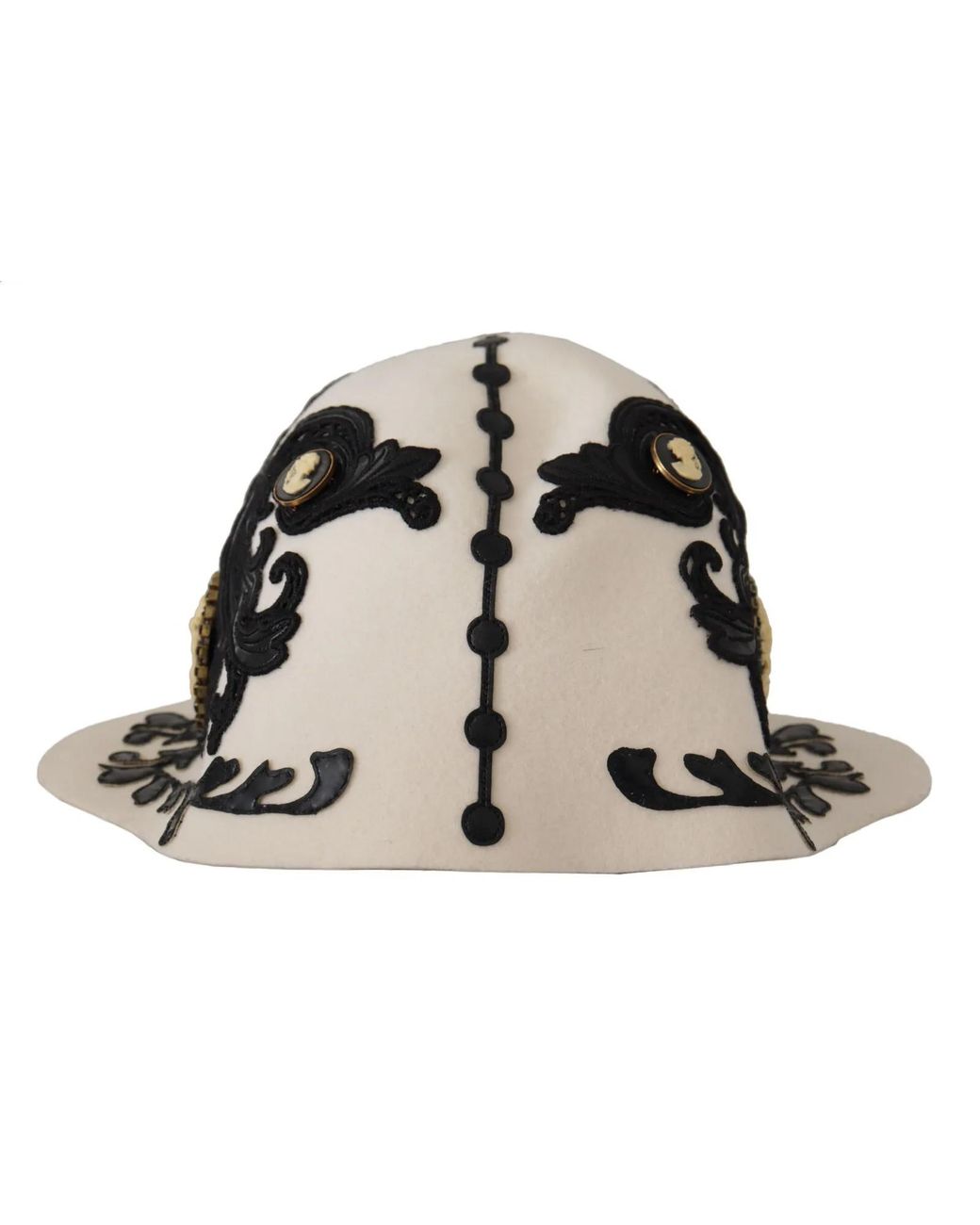 Dolce & Gabbana Metallic Wool Embroidered Cameo Brooch Hat