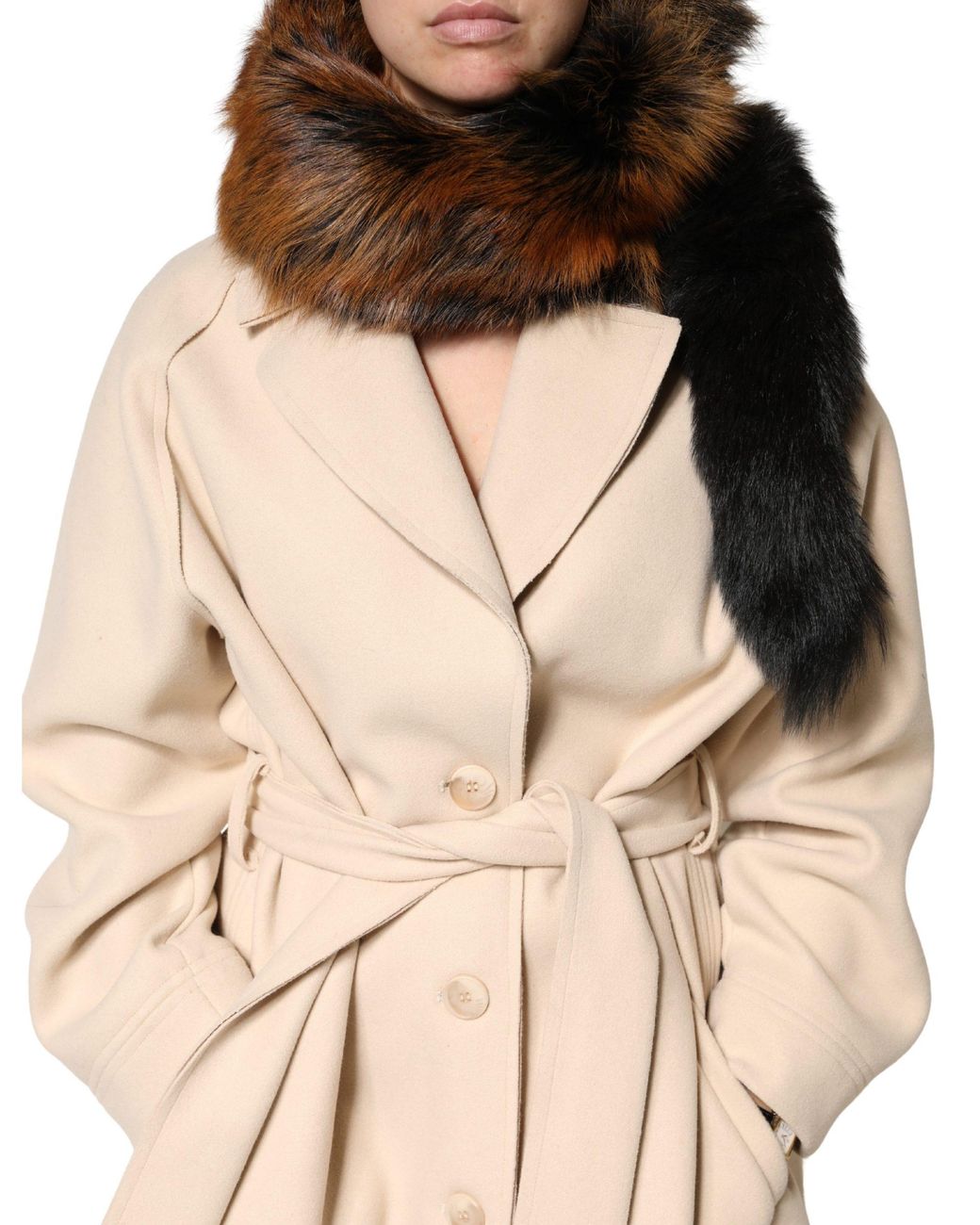 Dolce & Gabbana Black Fox Fur Neck Warmer Winter Scarf