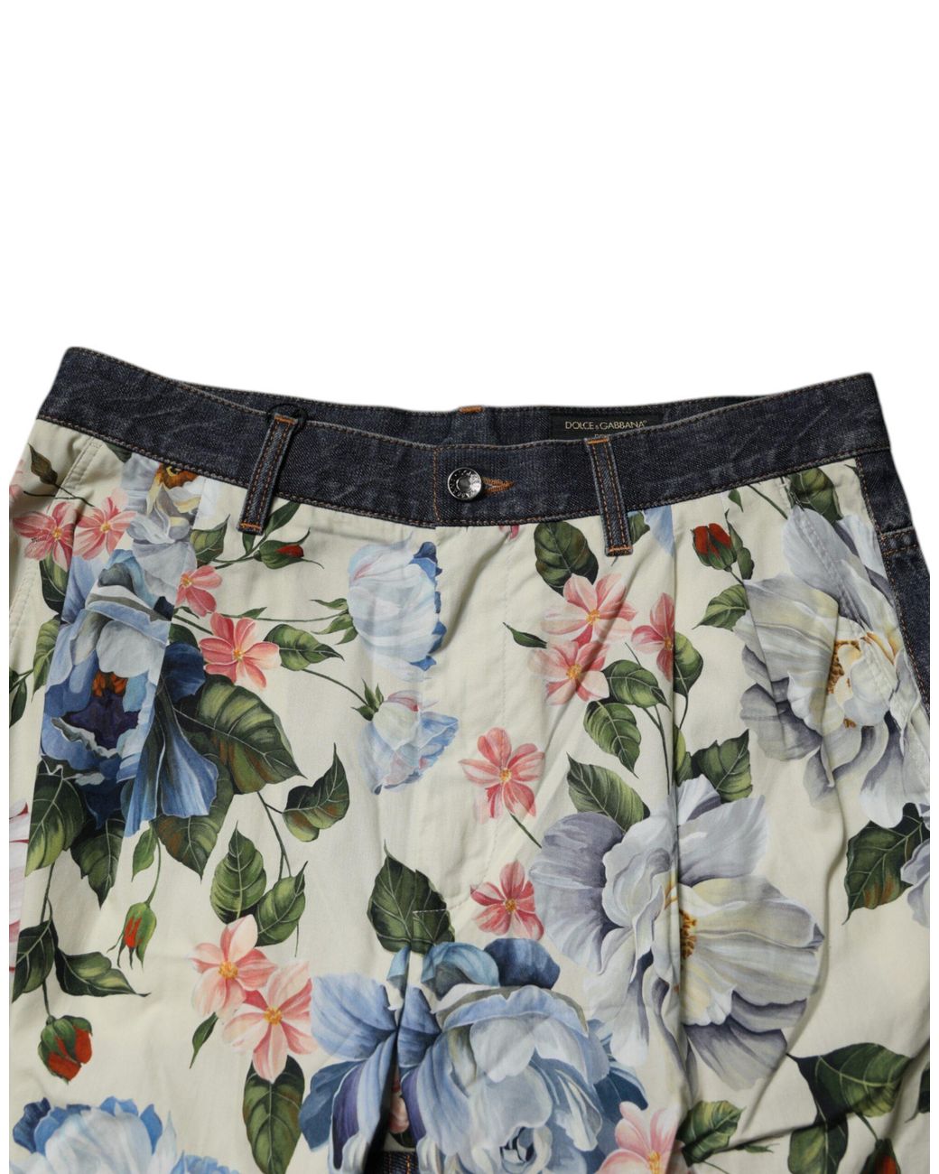 Dolce & Gabbana Black Floral Print Trousers for men