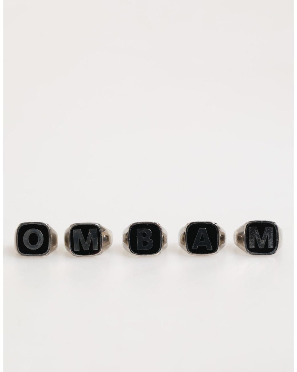 Dolce & Gabbana Black Tone Brass Lettering Set 5 Pieces Adjustable Ring Ename for men