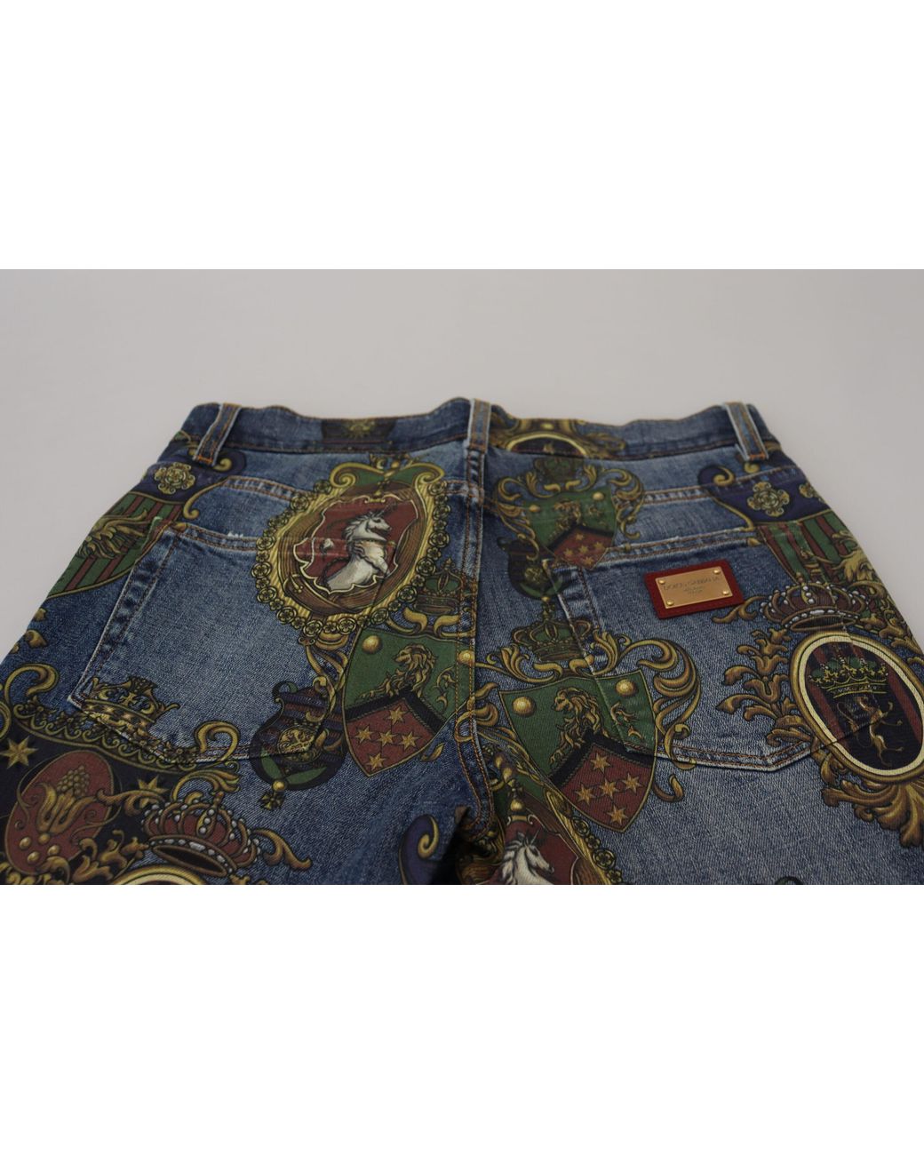 Dolce & Gabbana Blue Medal Print Slim Fit Cotton Jeans for men