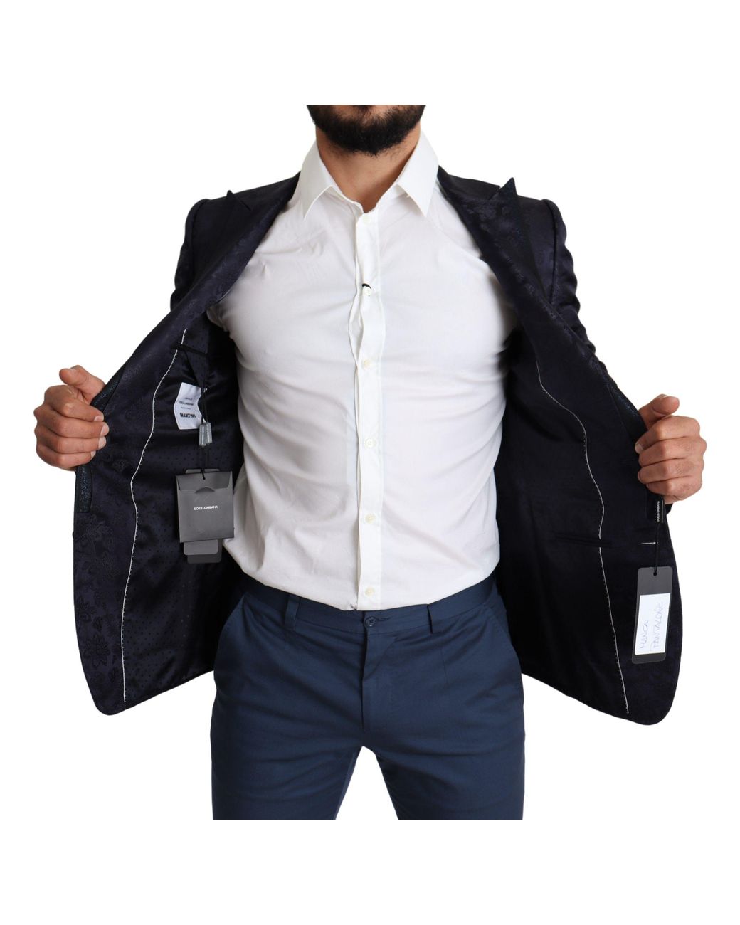 Dolce & Gabbana Blue Elegant Silk Blend Martini Blazer for men