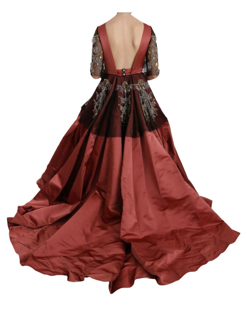 Dolce & Gabbana Red Crystal Chandelier Silk Princess Gown Dress