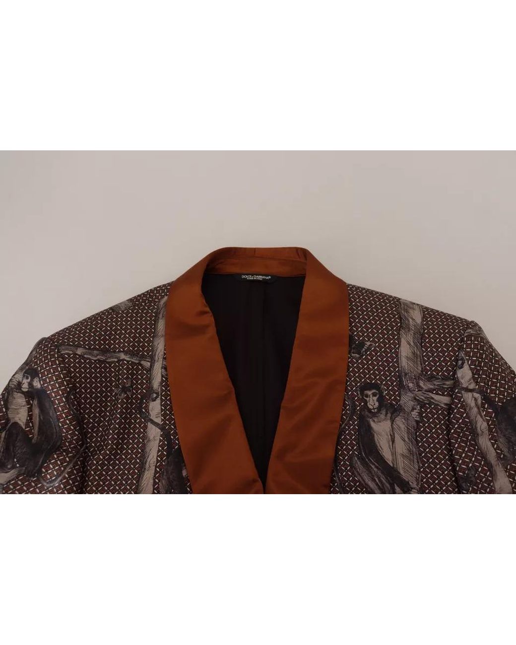 Dolce & Gabbana Black Monkey Print Silk Slim Jacket Blazer for men