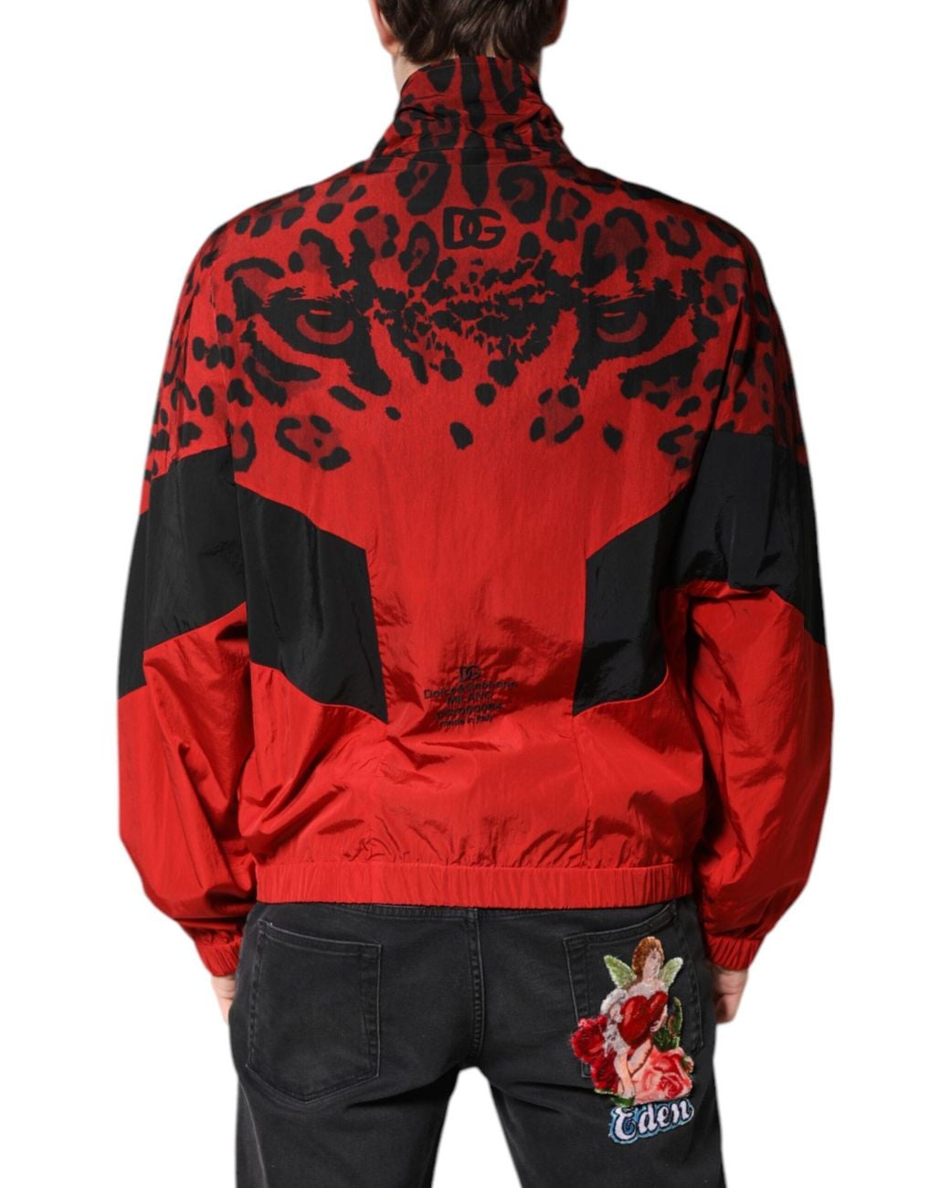 Dolce & Gabbana Red Leopard Print Track Jacket for men