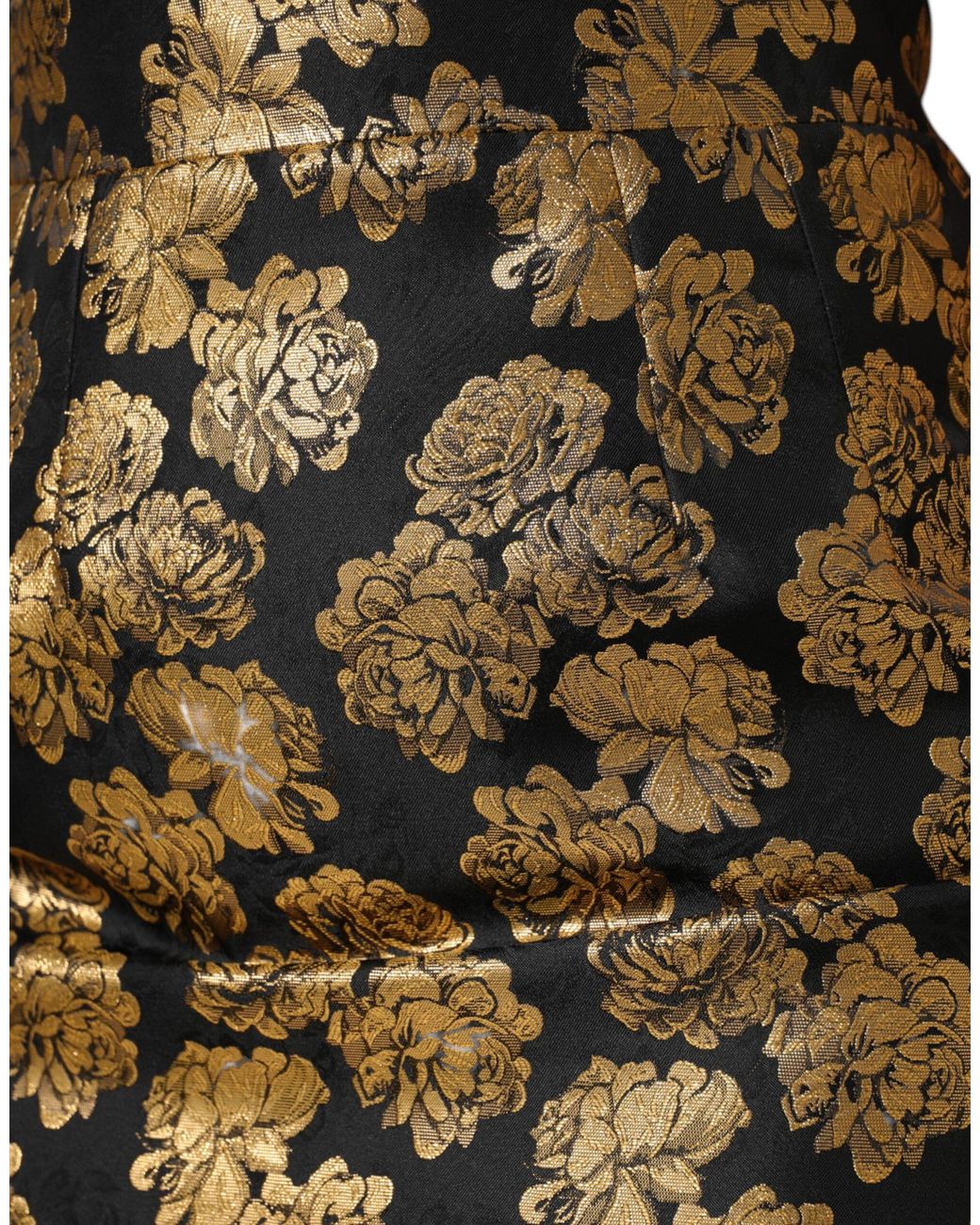 Dolce & Gabbana Black Floral Print Jacquard Mini Skirt