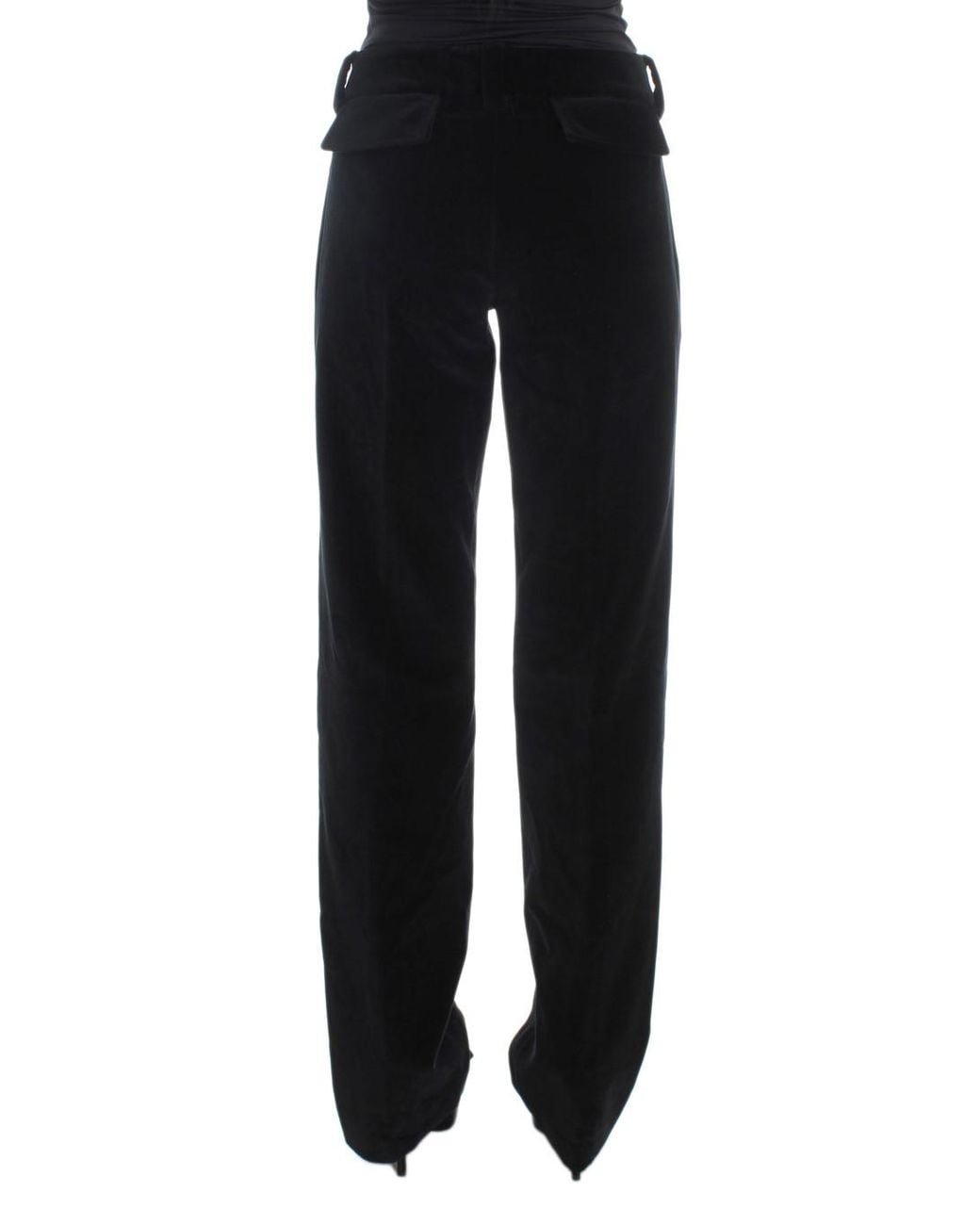 Ermanno Scervino Black Velvet Cotton Straight Legs Pants