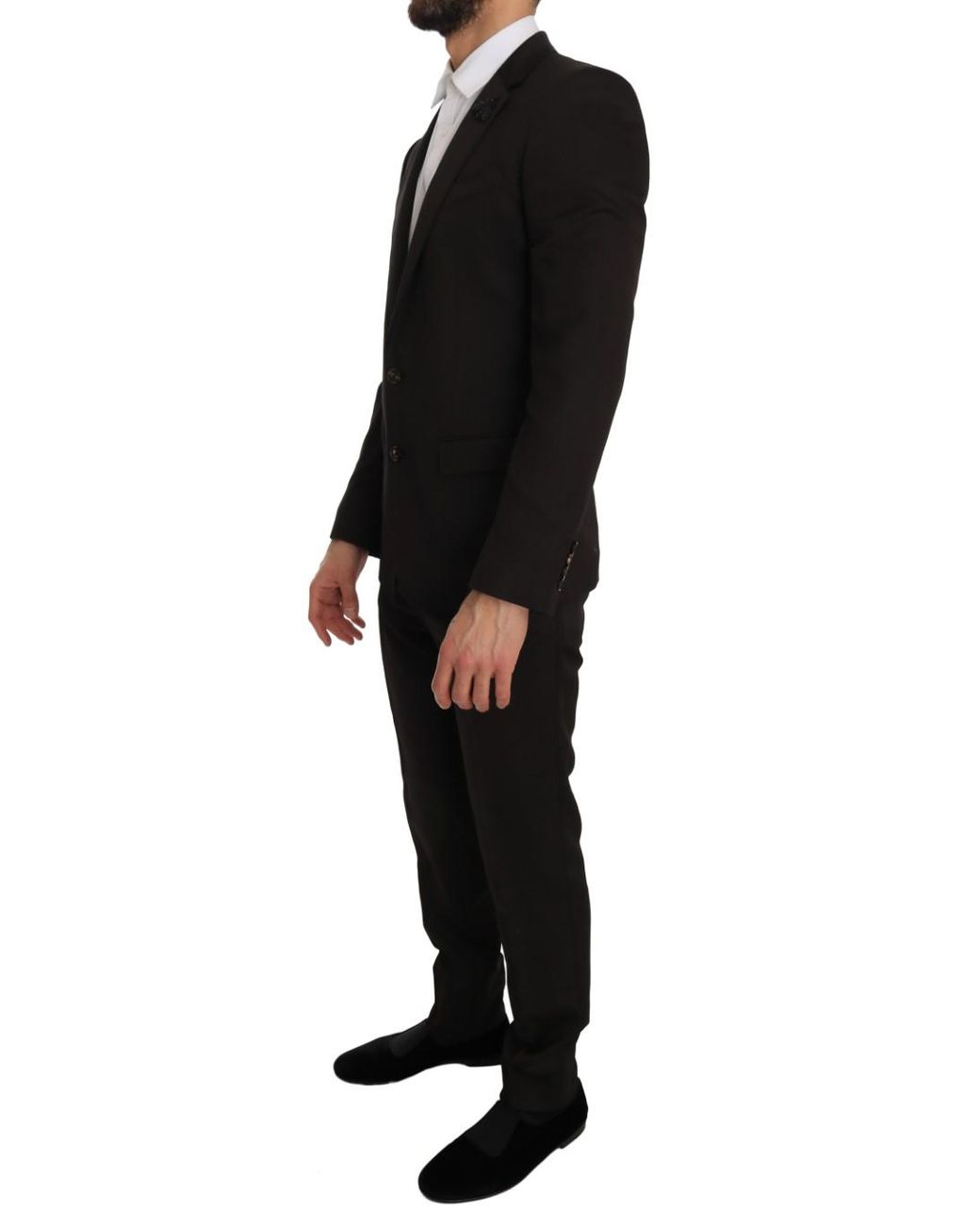 Dolce & Gabbana Black Brown Wool Crystal Bee Slim Fit Martini for men