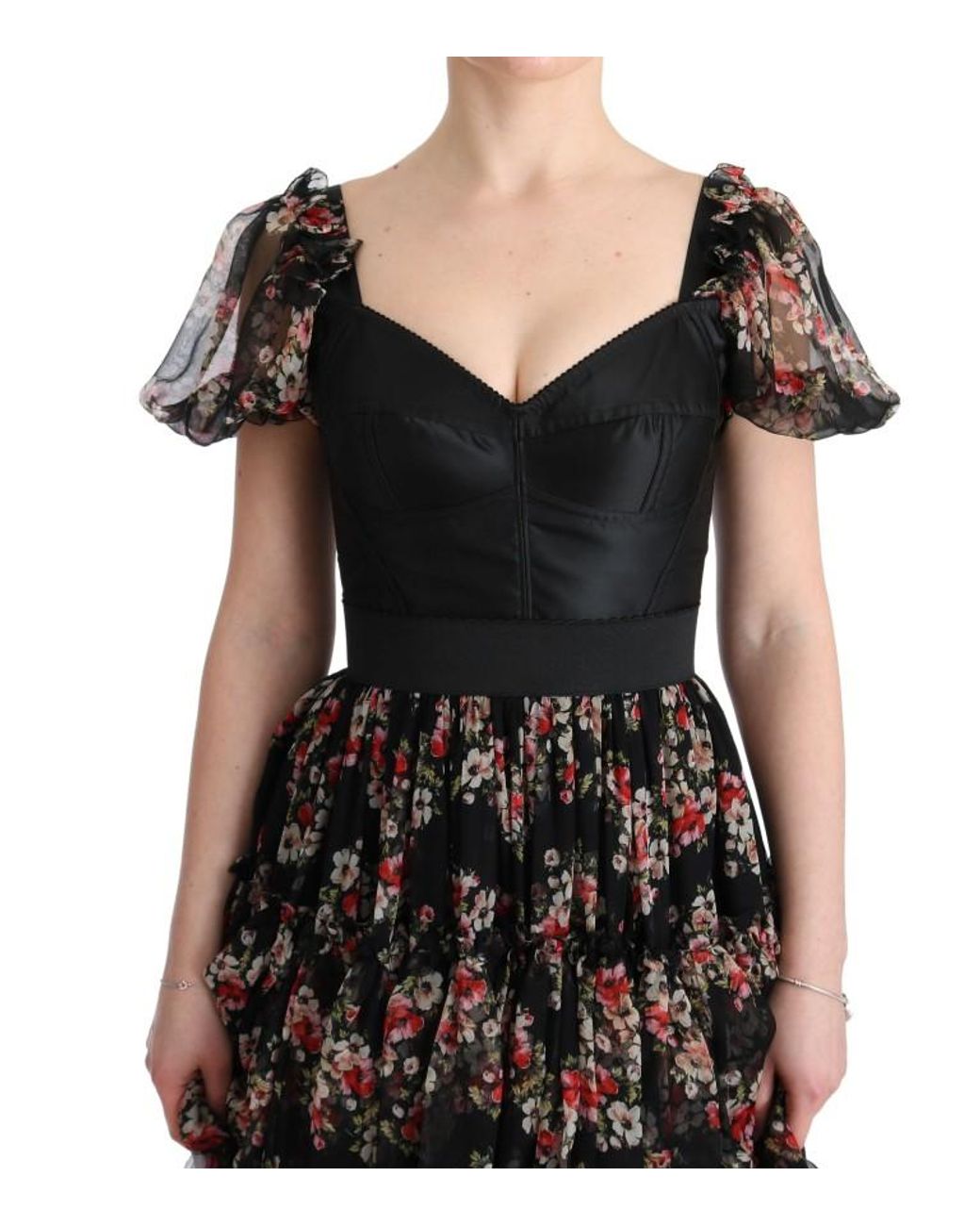 Dolce & Gabbana Multicolor Silk Stretch Floral Shift Long Dress Nylon