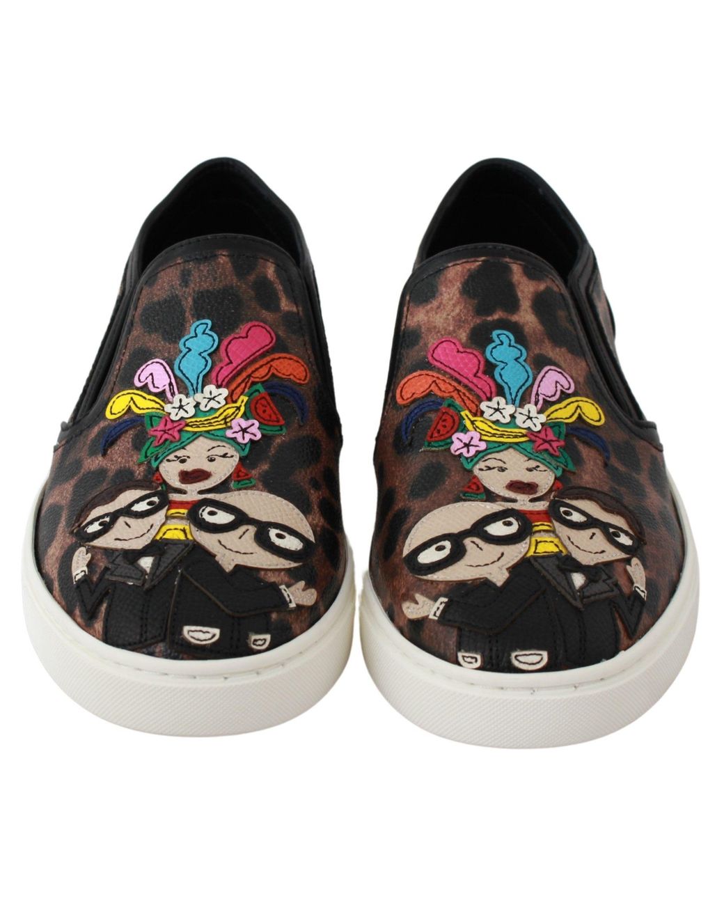 Dolce & Gabbana Black Leather Leopard #Dgfamily Loafers Shoes