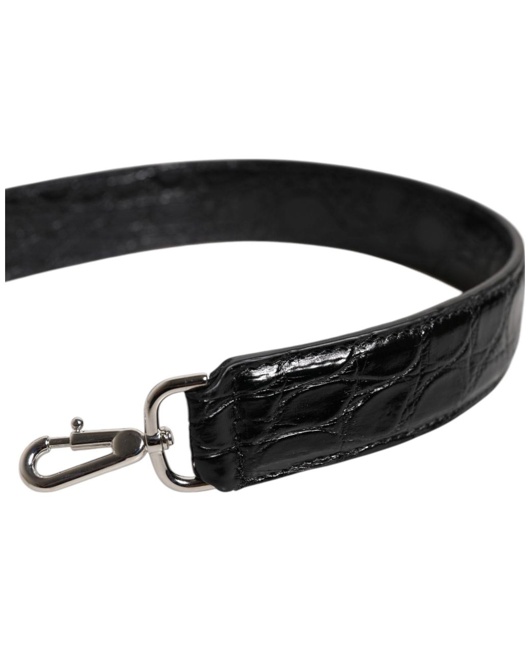 Dolce & Gabbana Black Alligator Leather Shoulder Bag Strap With Detailing