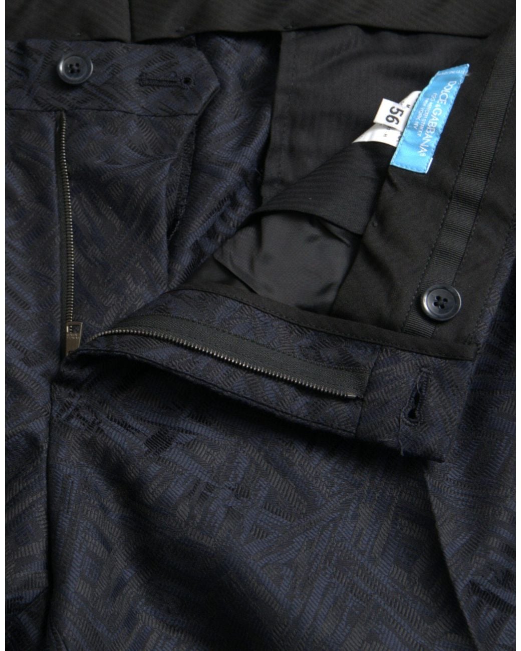 Dolce & Gabbana Blue Brocade Wool Skinny Dress Pants for men