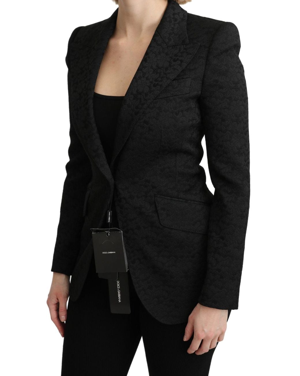 Dolce & Gabbana Dolce Gabbana Black Brocade Single Breasted Blazer Jacket