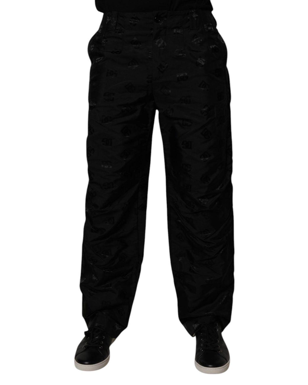 Dolce & Gabbana Black Allover Print Trousers for men