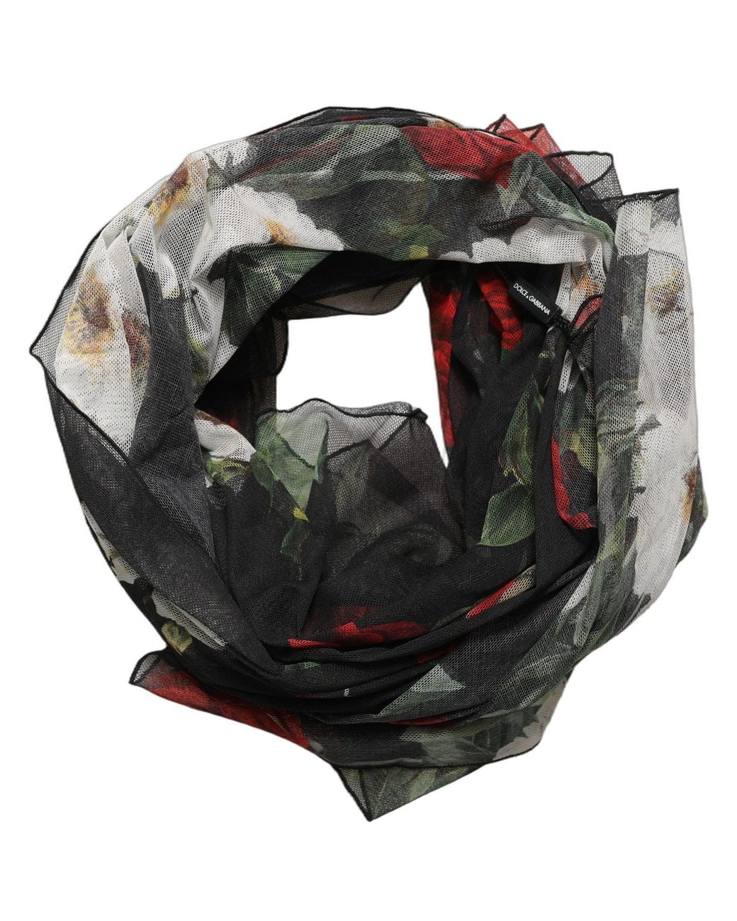 Dolce & Gabbana Gray Floral Print Cotton Shawl Stole Scarf
