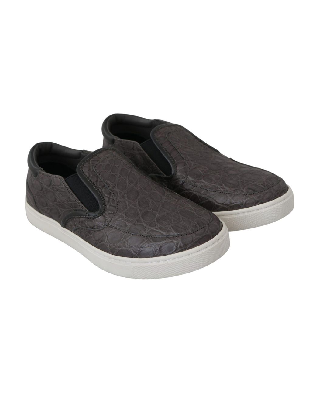 Dolce & Gabbana Black Leather Flat Caiman Loafers Shoes for men