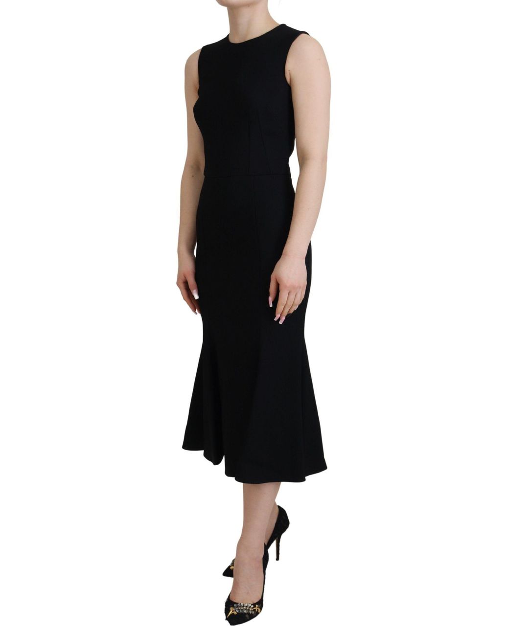 Dolce & Gabbana Black Sheath Flare Viscose Dress