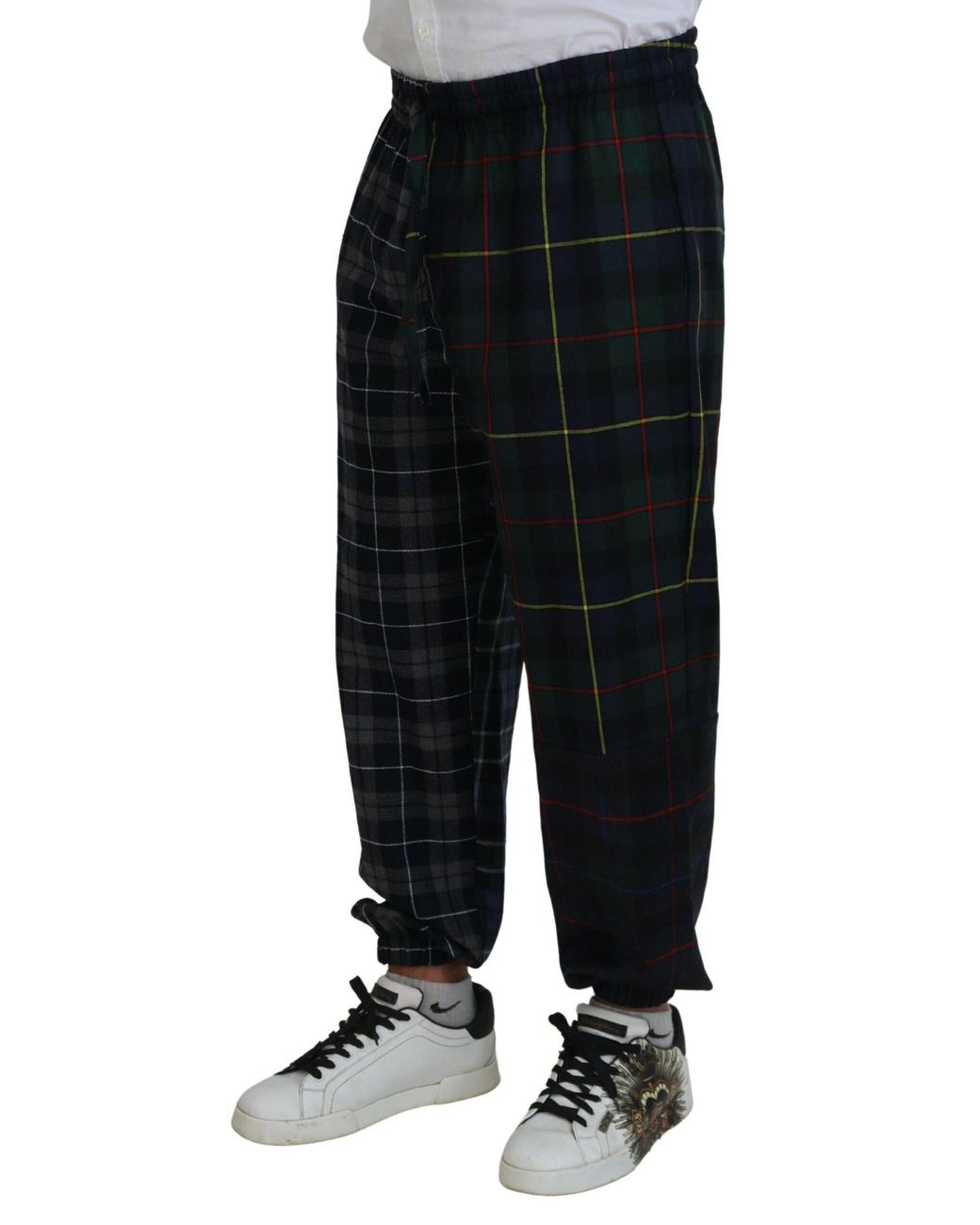 Dolce & Gabbana Black Checkered Wool Jogger Pants for men